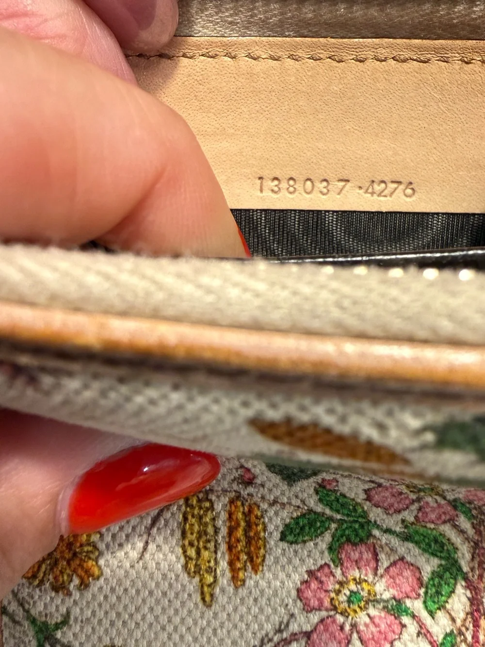 Gucci Beige Floral Zip Wallet with Multicolor Blooms